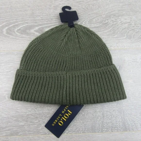 Polo Ralph Lauren Patch RL Tiger USA Green Skull Beanie Cap One Size NEW - Picture 7 of 11
